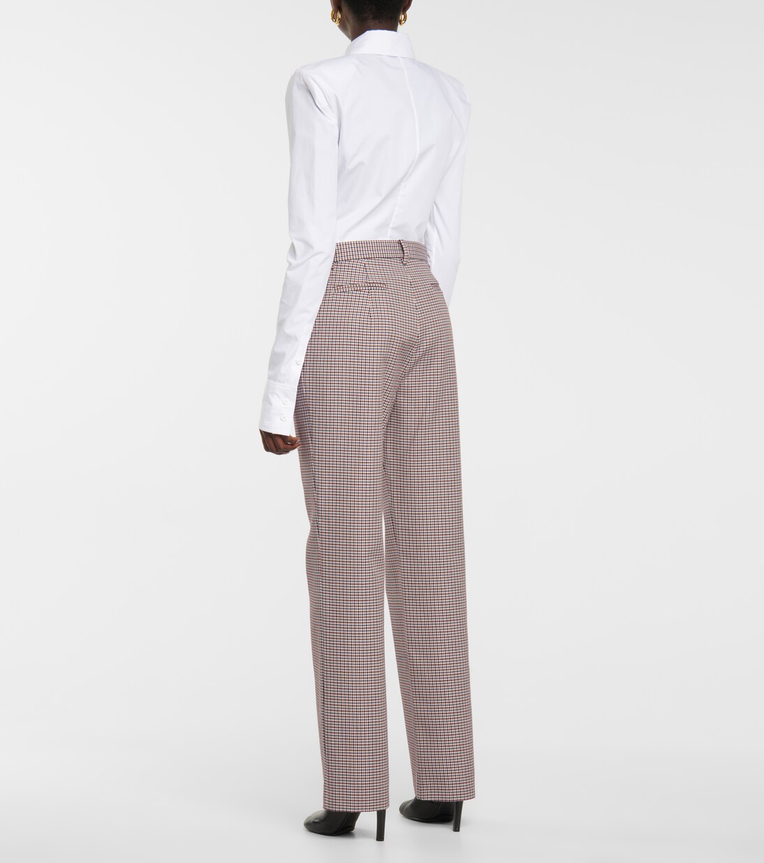 Houndstooth wool and cotton straight pants | Magda Butrym