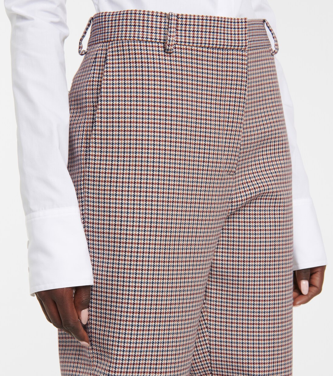 Houndstooth wool and cotton straight pants | Magda Butrym