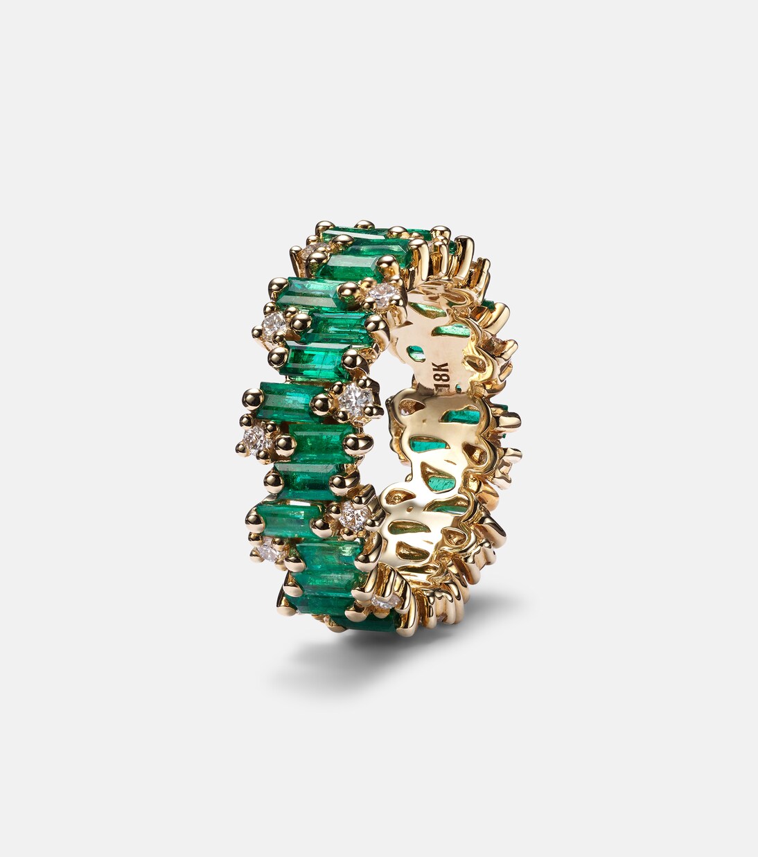 Ring aus 18kt Gelbgold (750/1000) mit Diamanten und Smaragden | Suzanne Kalan