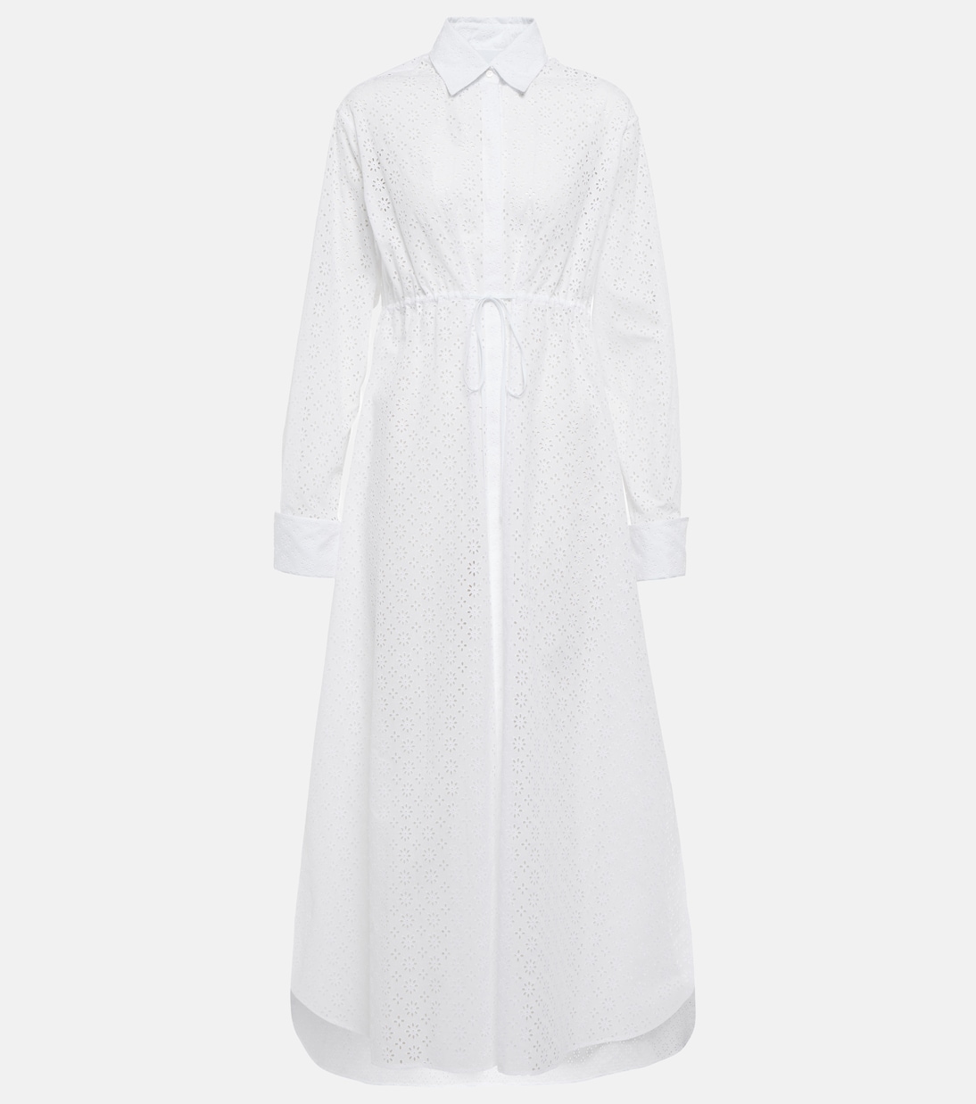 Robe midi en coton à broderies anglaises | Alaïa