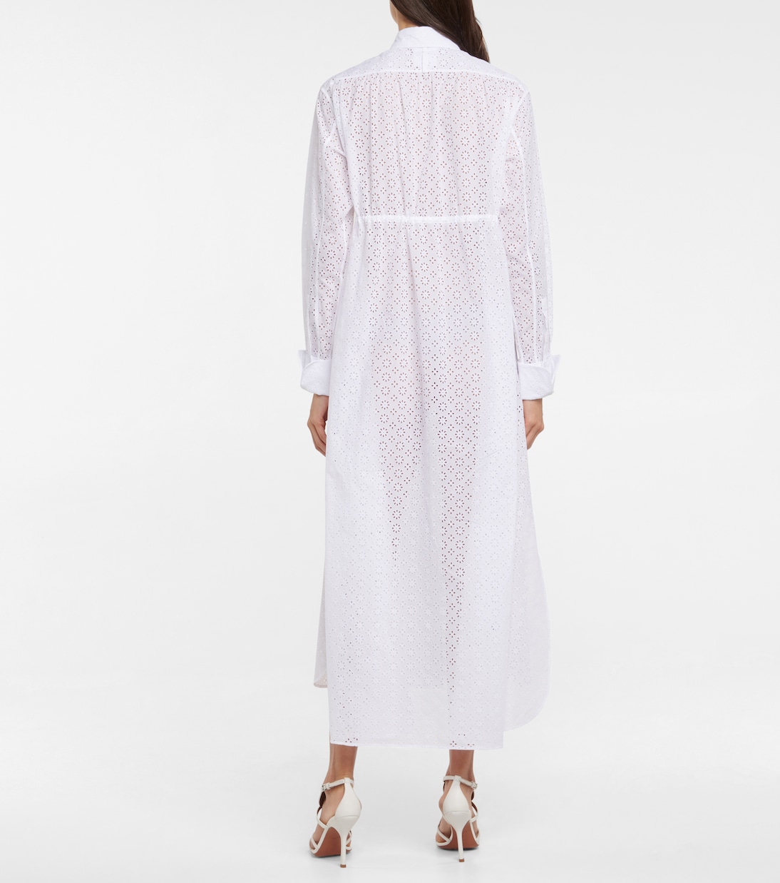 Robe midi en coton à broderies anglaises | Alaïa