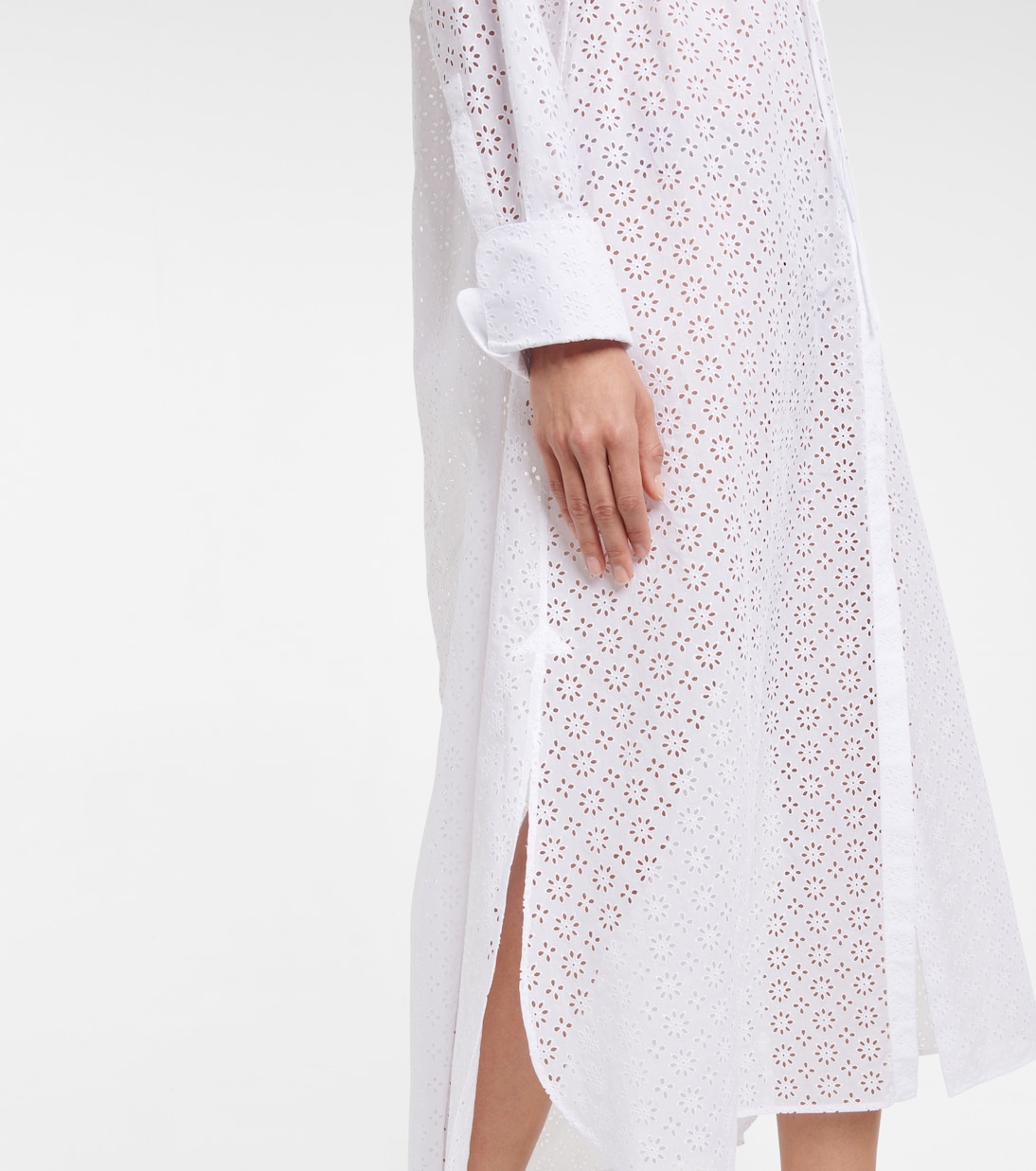 Robe midi en coton à broderies anglaises | Alaïa