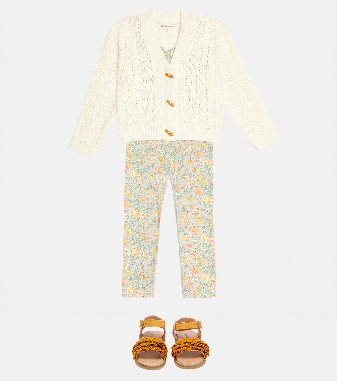 Kamel cotton cable-knit cardigan | Louise Misha