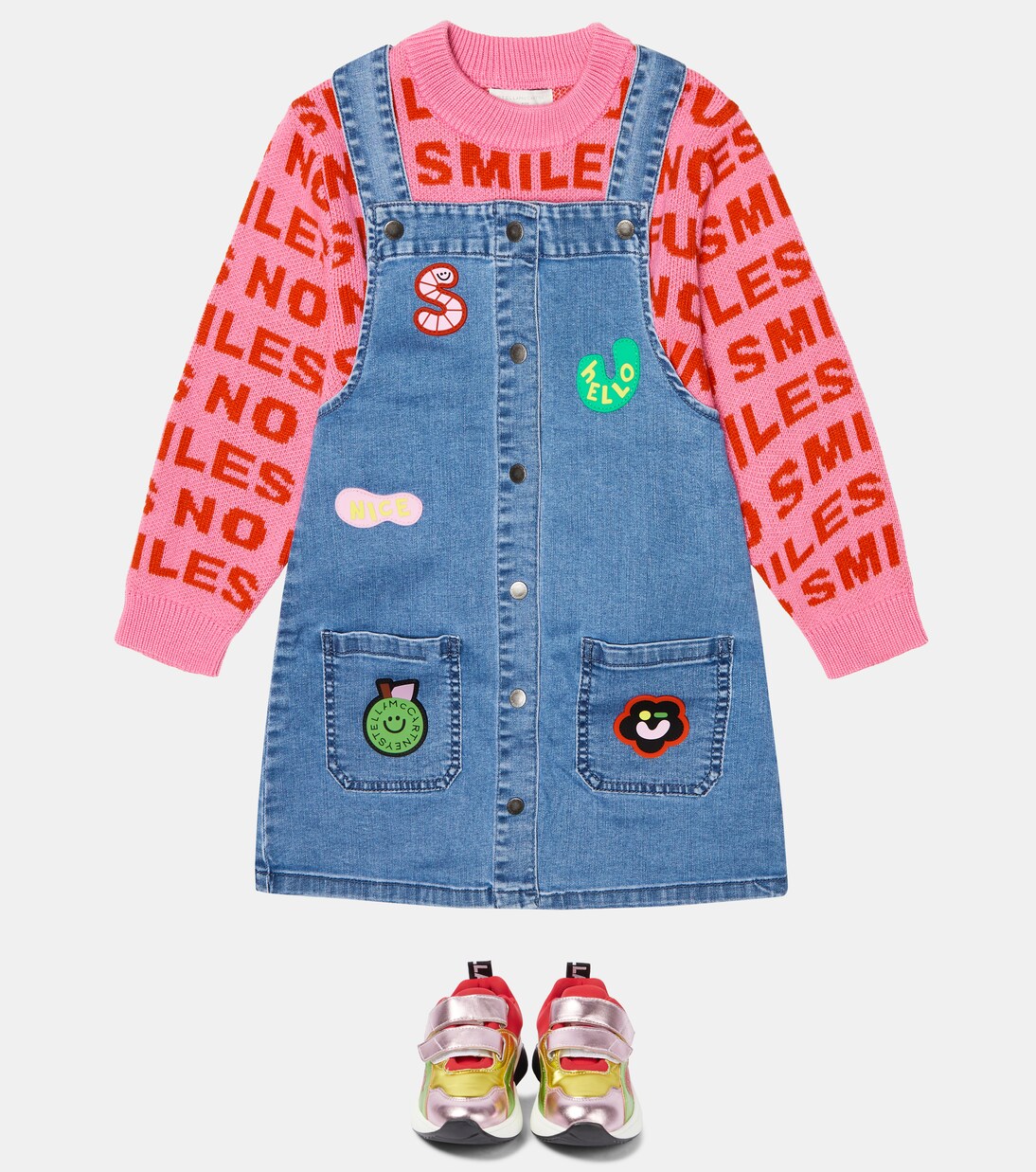 Patch-appliquéd denim dress | Stella McCartney Kids