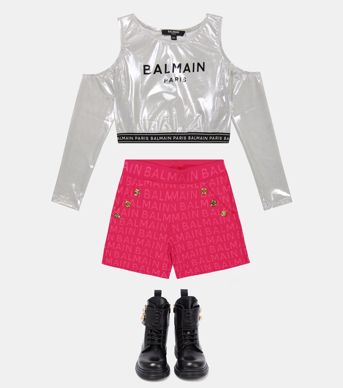 Logo off-shoulder top | Balmain Kids