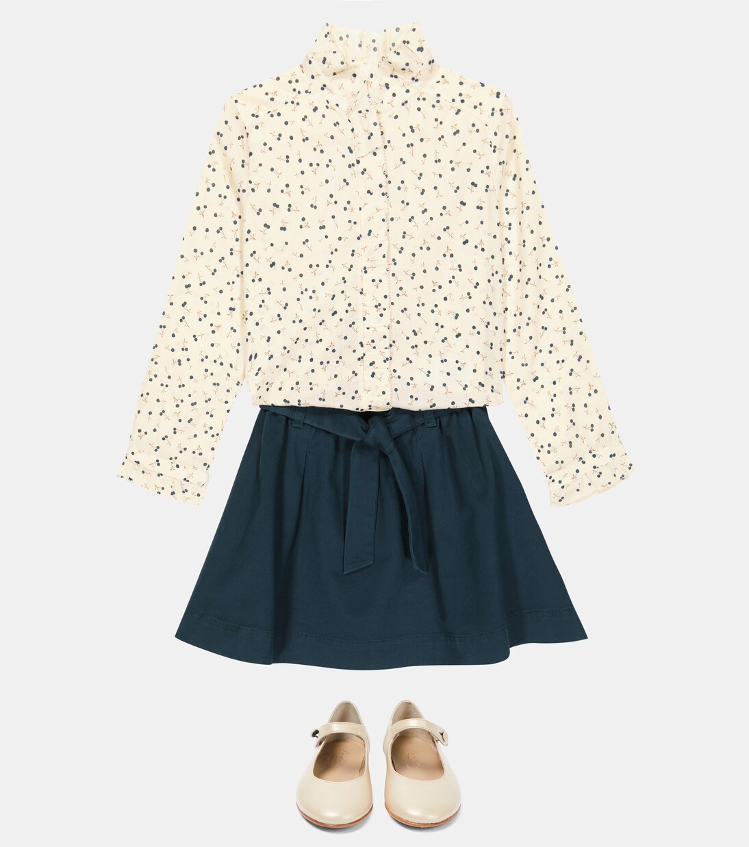 Ruffled cherry-printed cotton blouse | Bonpoint