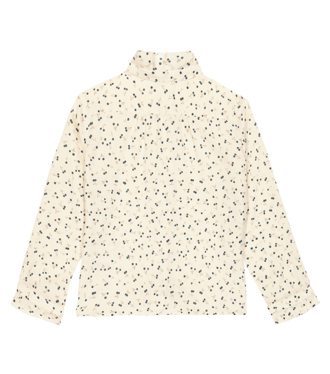 Ruffled cherry-printed cotton blouse | Bonpoint