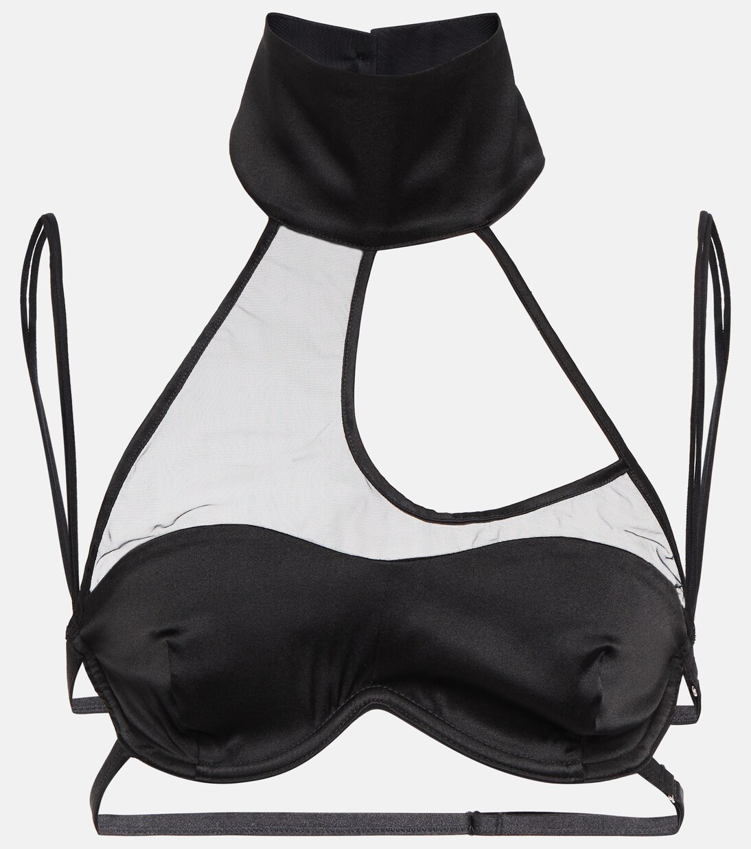 메쉬 패널 새틴 브라 탑 | Didu