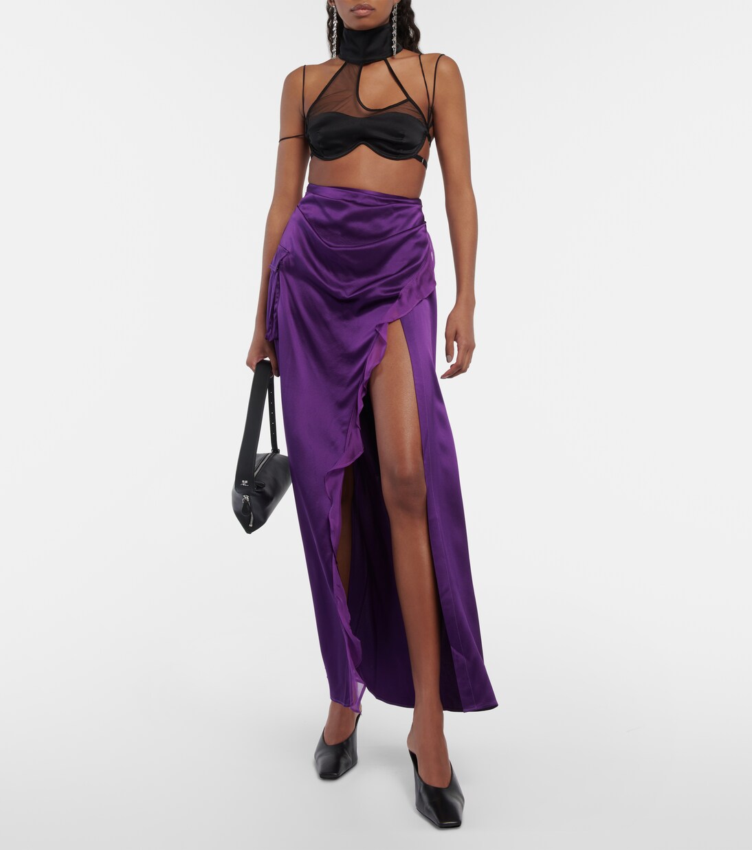 메쉬 패널 새틴 브라 탑 | Didu