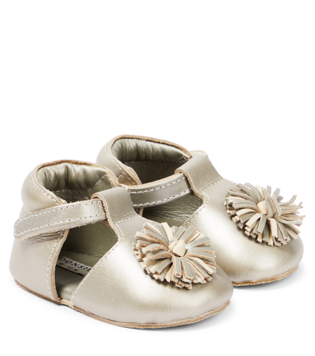 Baby Schuhe Poms aus Metallic-Leder | Donsje
