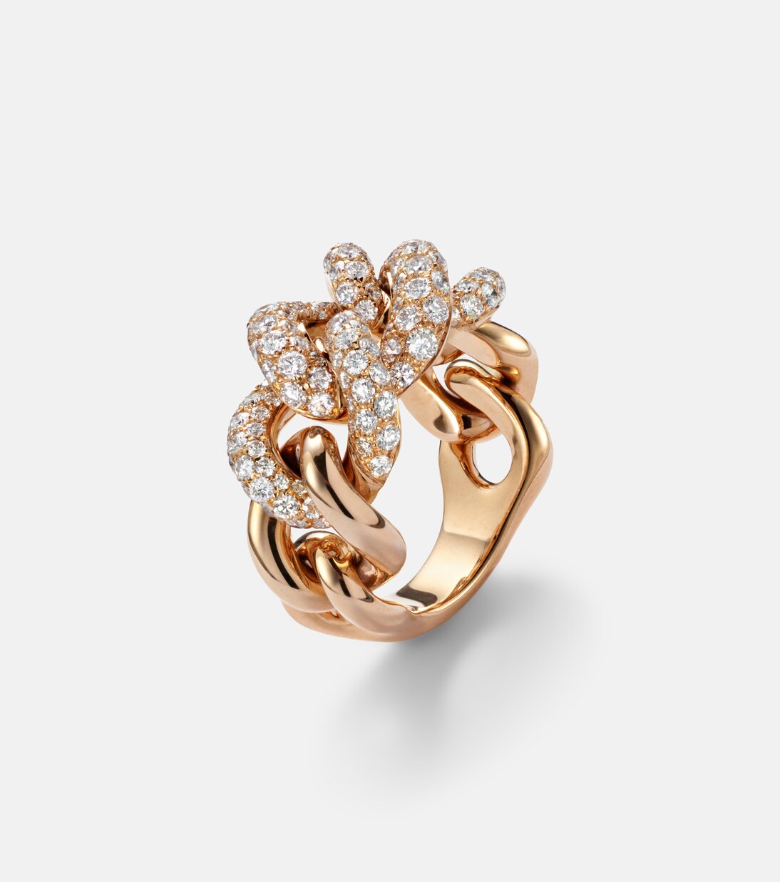 Catene 18kt rose gold ring with white diamonds | Pomellato