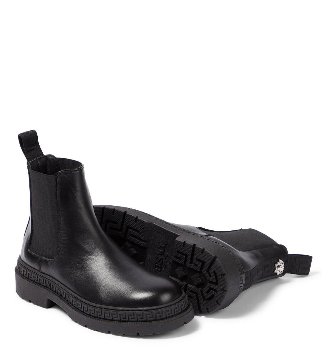Chelsea Boots Greca aus Leder | Versace Kids