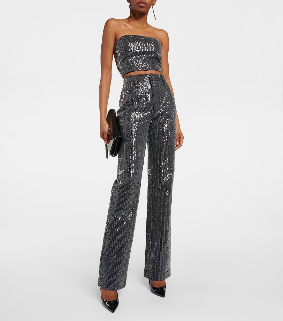 Top aus Twill mit Pailletten | Rotate