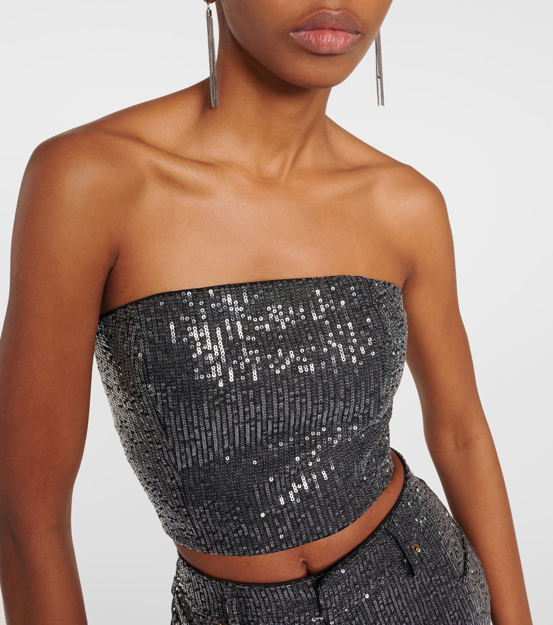 Top aus Twill mit Pailletten | Rotate