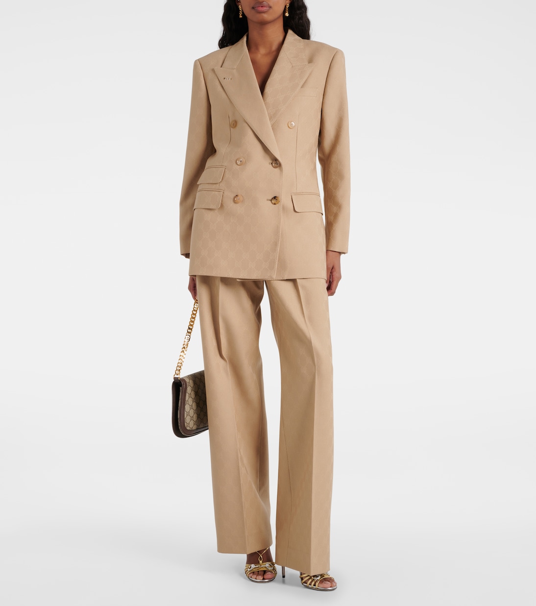 Pantalon droit GG en jacquard de laine | Gucci