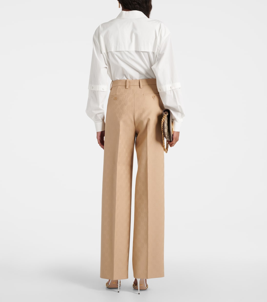 Pantalon droit GG en jacquard de laine | Gucci