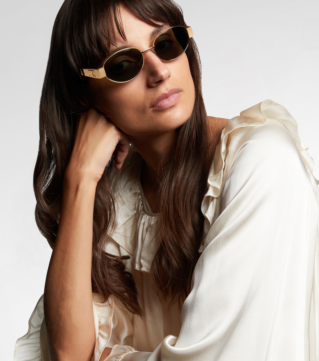 Triomphe Metal 01 oval sunglasses | Celine Eyewear