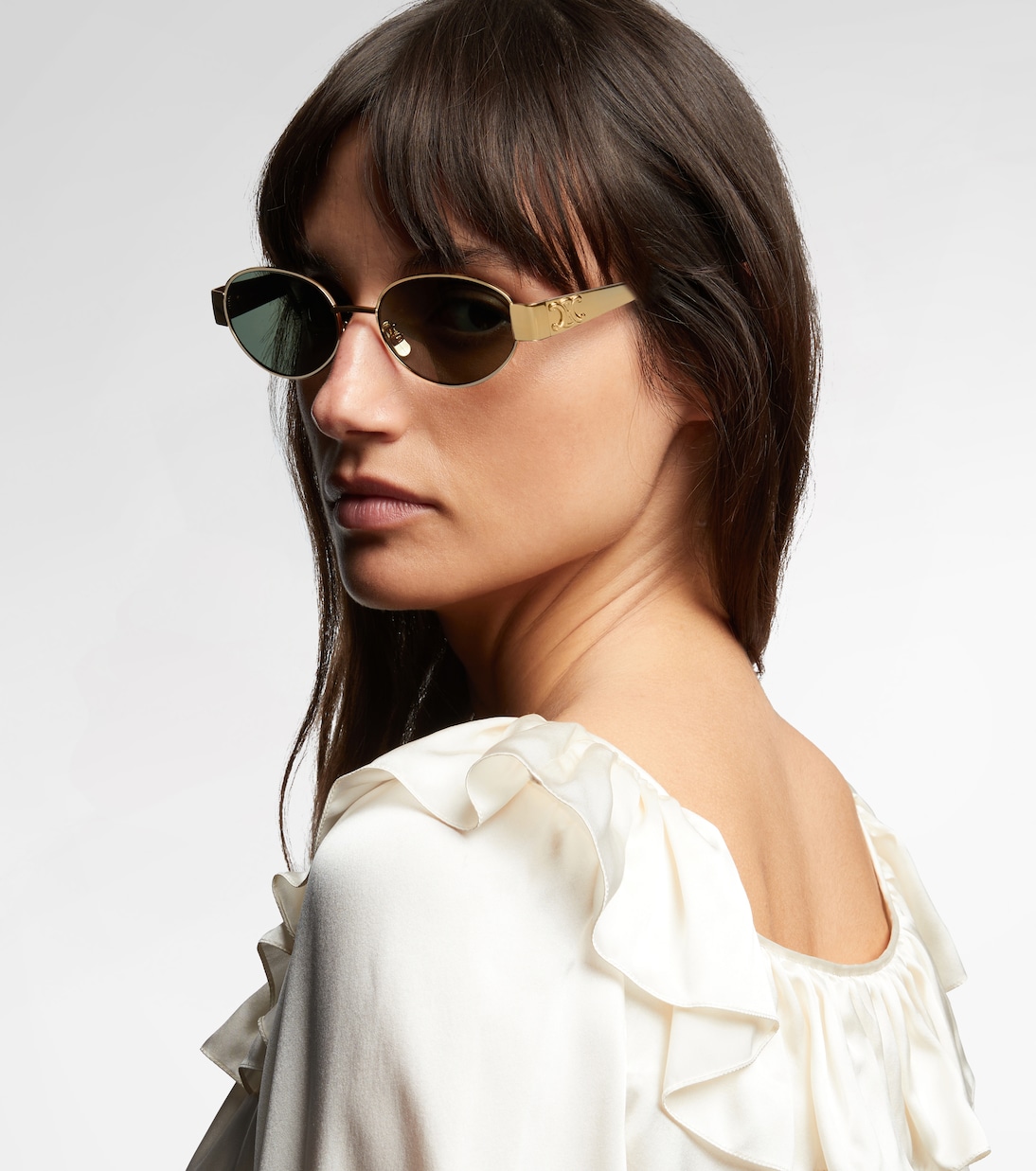 Triomphe Metal 01 oval sunglasses | Celine Eyewear