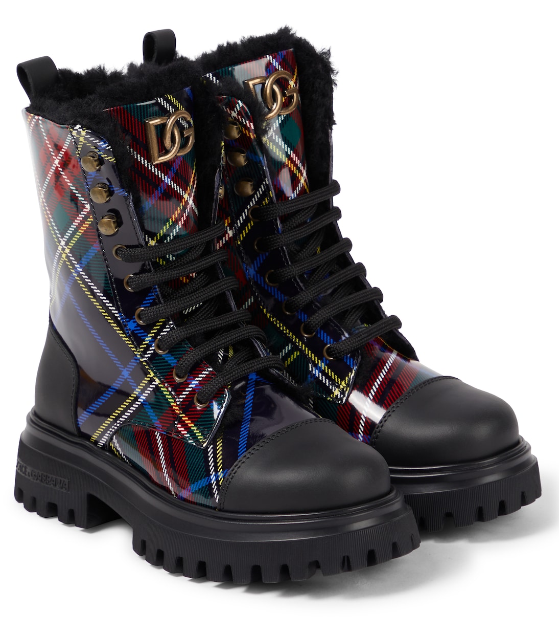Checked leather boots | Dolce&Gabbana Kids