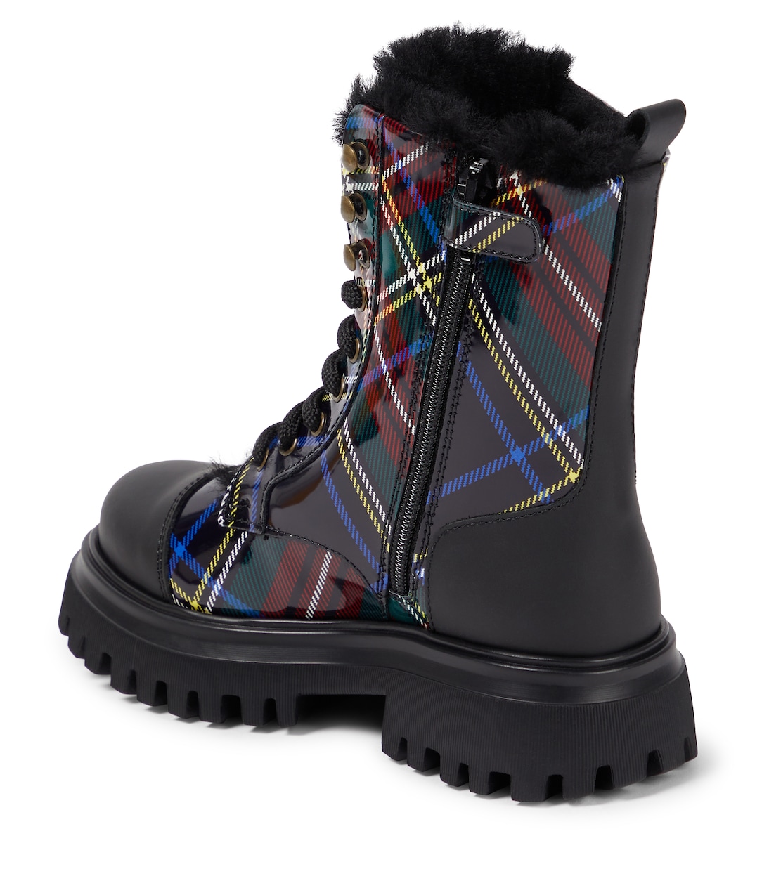 Checked leather boots | Dolce&Gabbana Kids