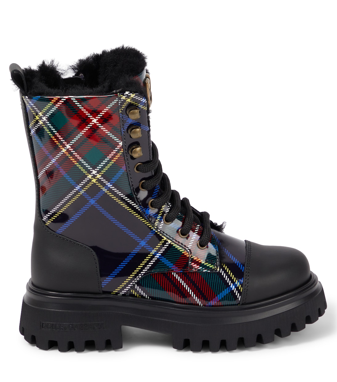Checked leather boots | Dolce&Gabbana Kids
