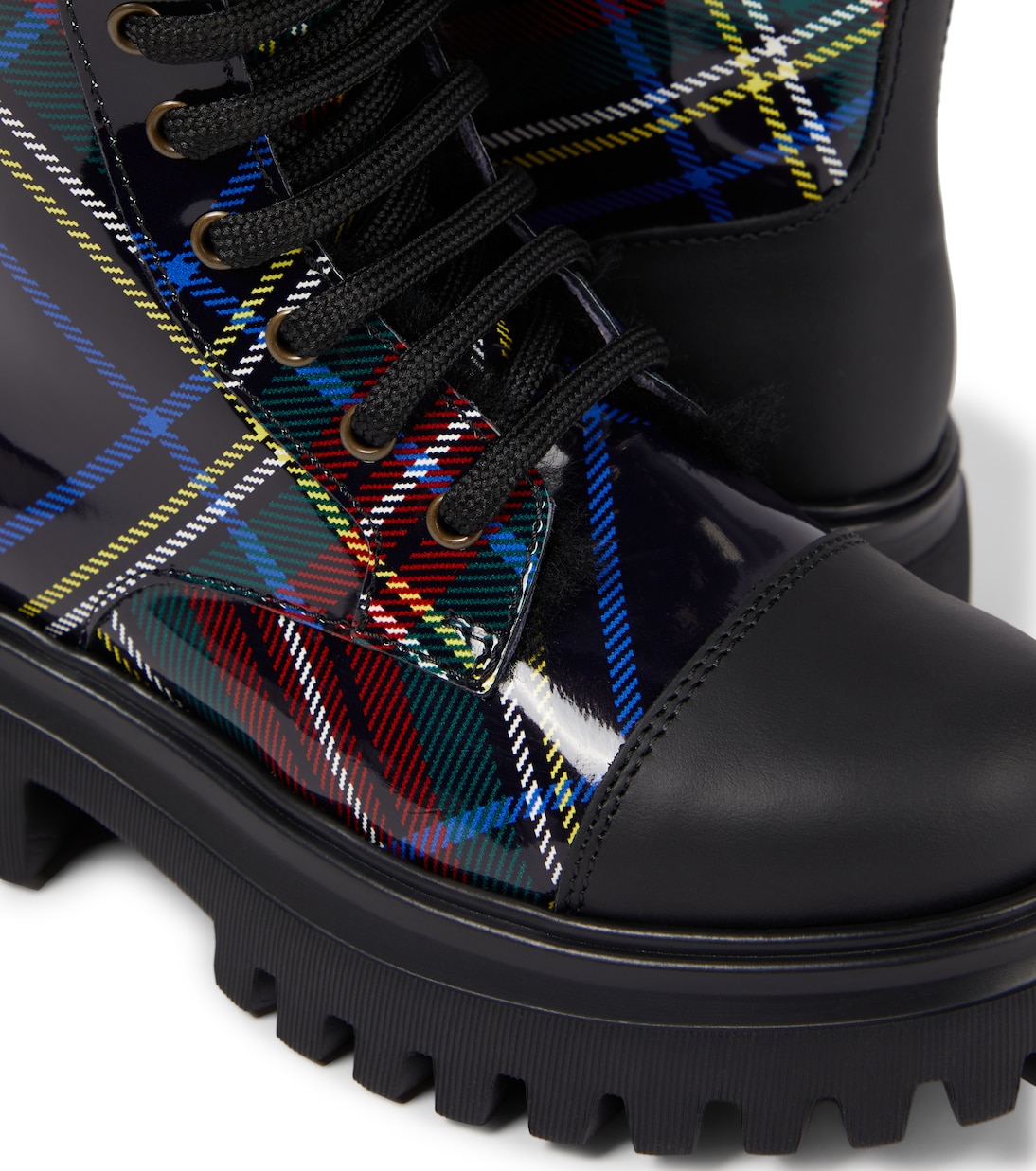 Checked leather boots | Dolce&Gabbana Kids