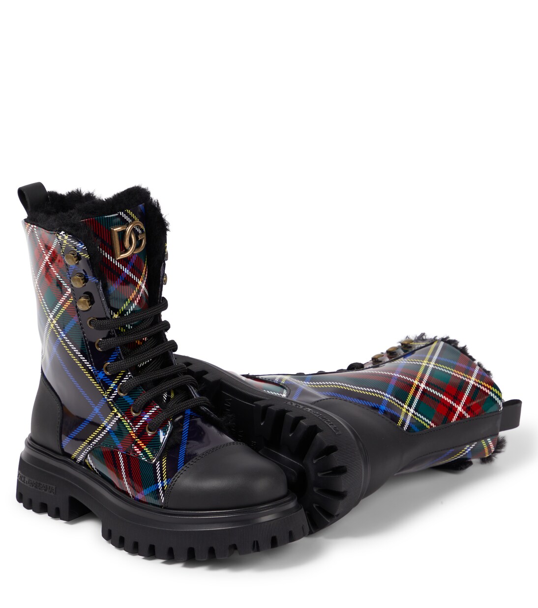 Checked leather boots | Dolce&Gabbana Kids