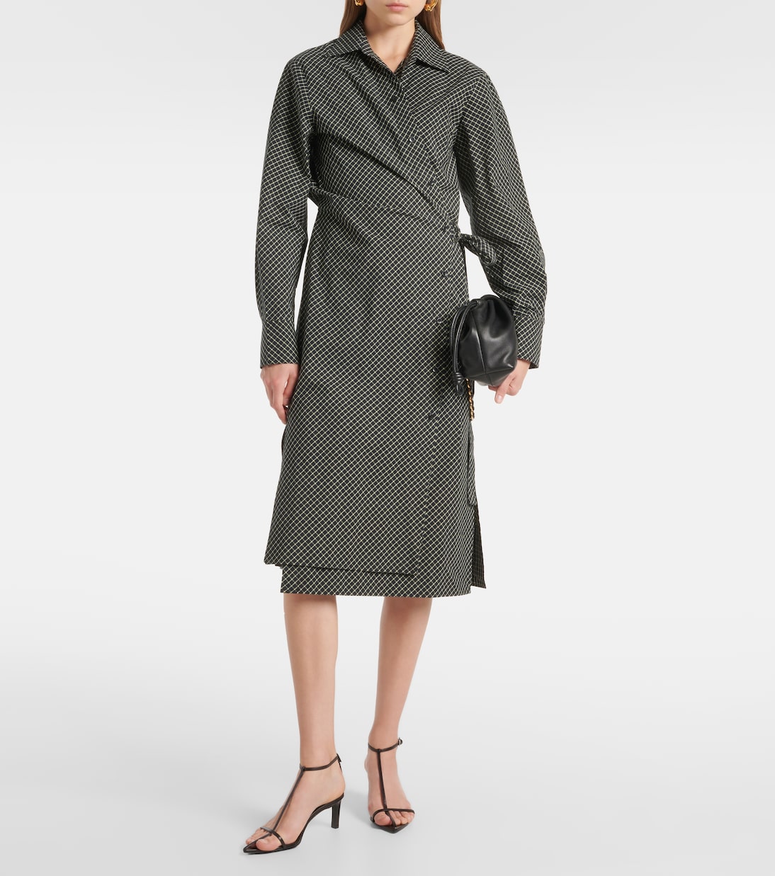 Robe portefeuille White Label Lane en coton à carreaux | Proenza Schouler