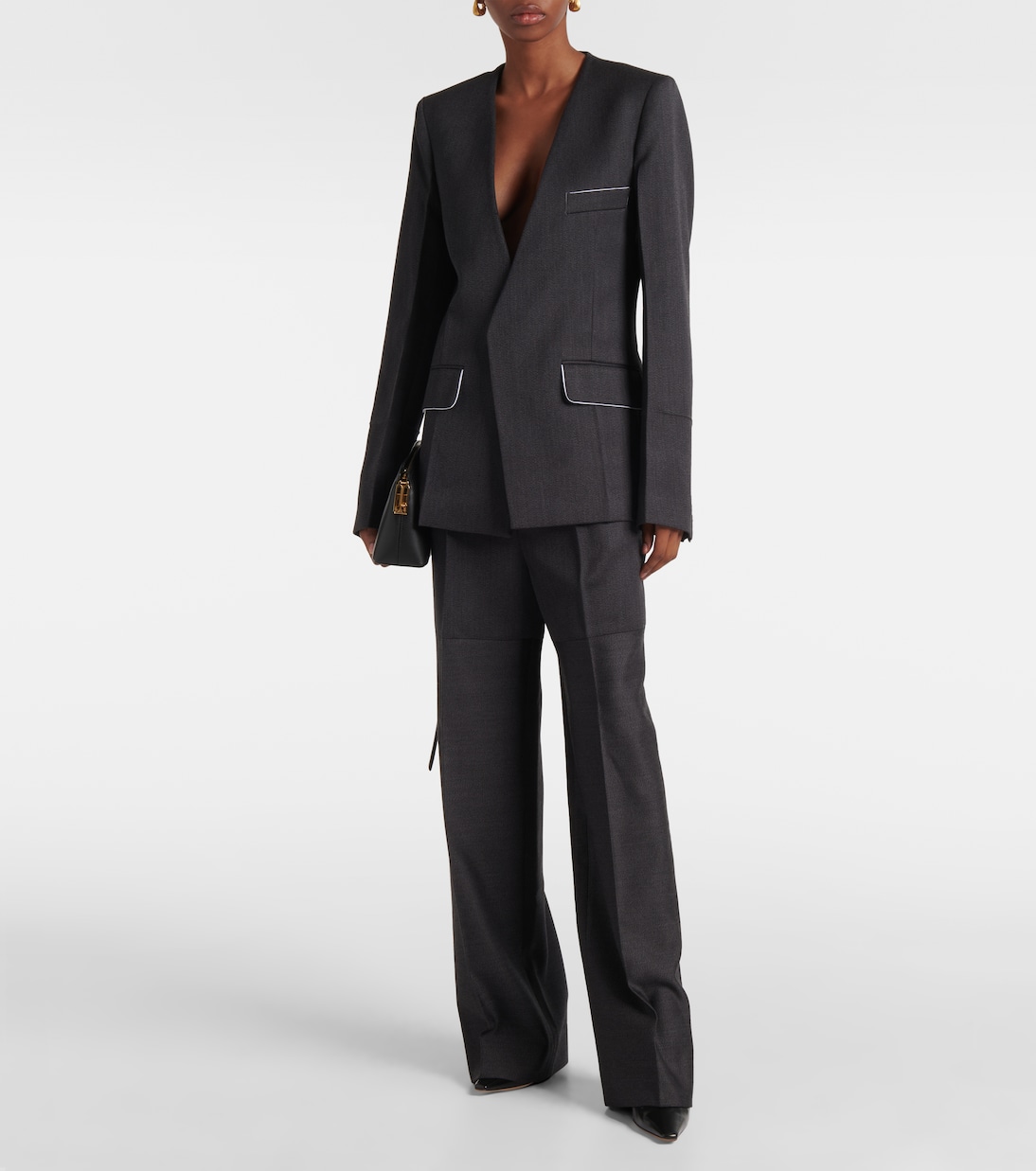 Pantalones anchos de lana con paneles | Victoria Beckham