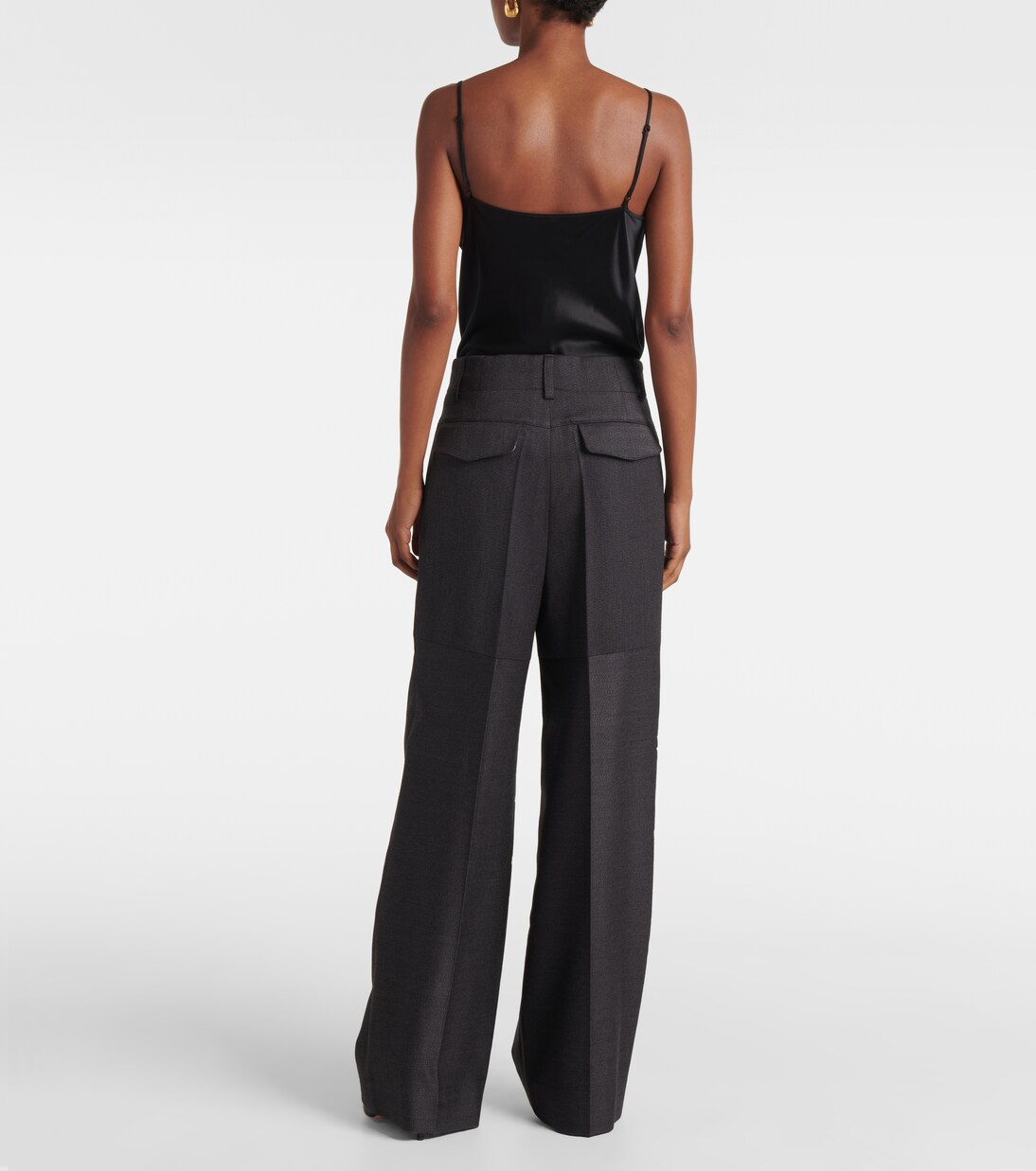Pantalones anchos de lana con paneles | Victoria Beckham