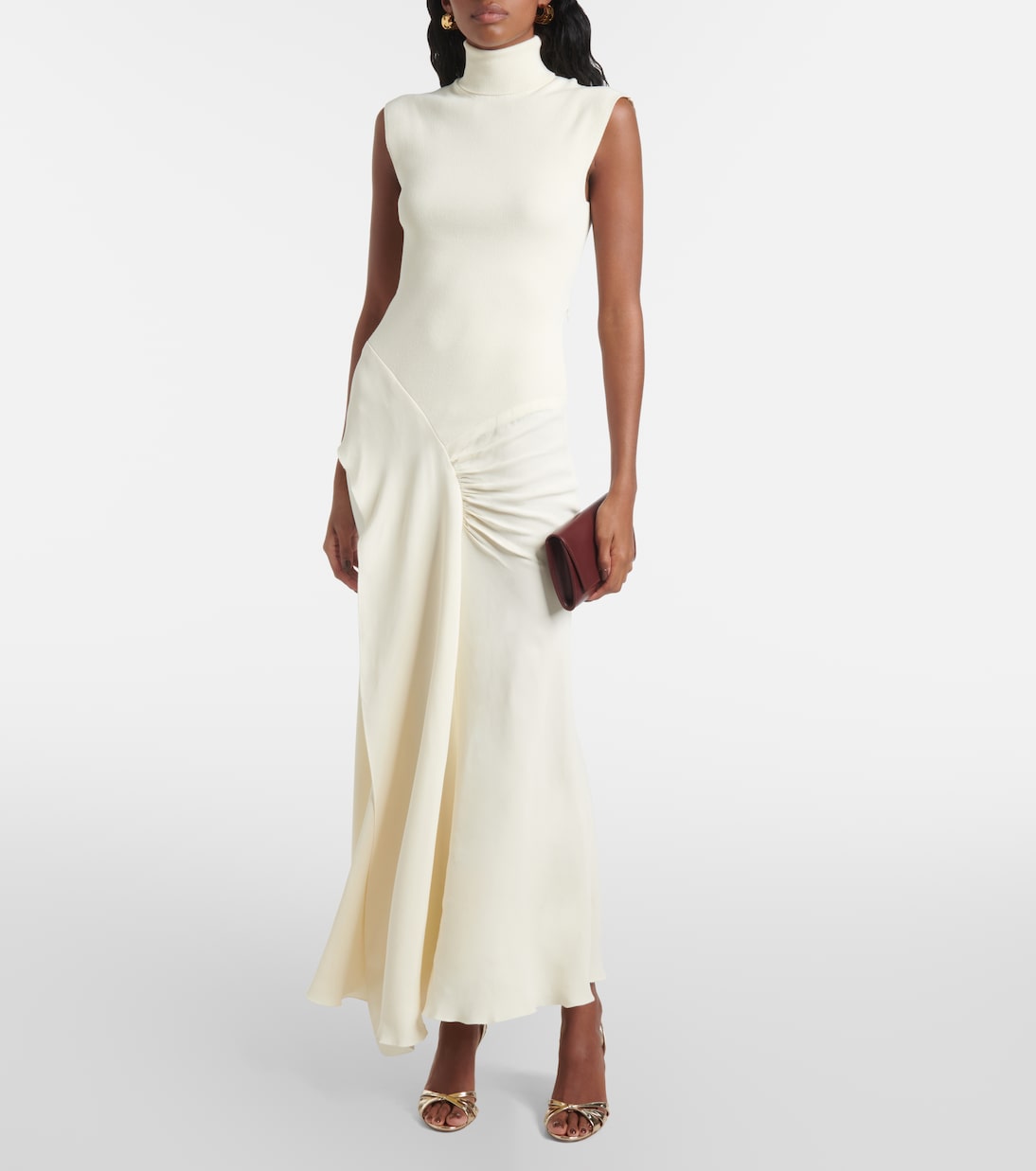 Draped turtleneck jersey maxi dress | Victoria Beckham