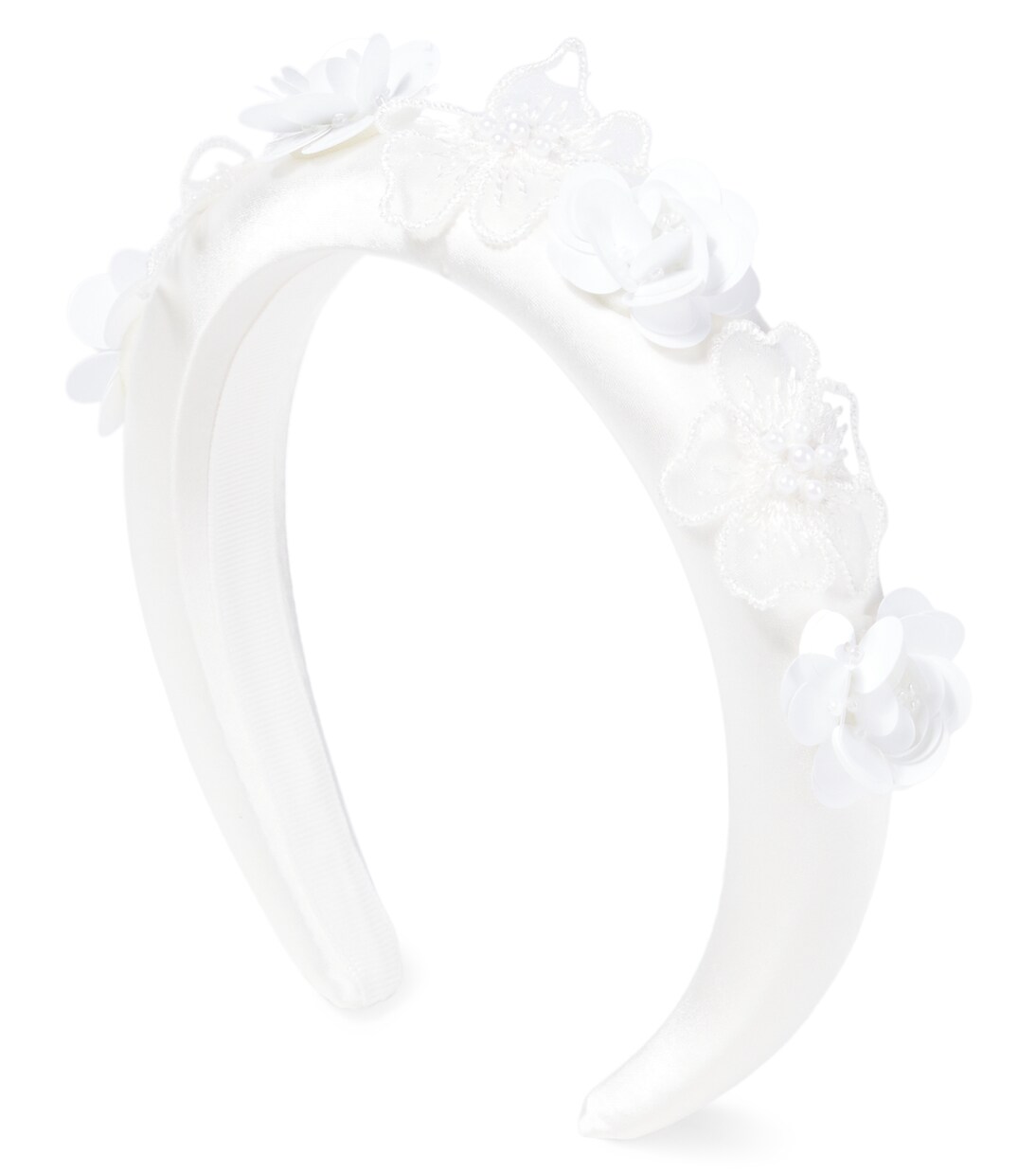 Floral-appliqué silk headband | Self-Portrait Kids