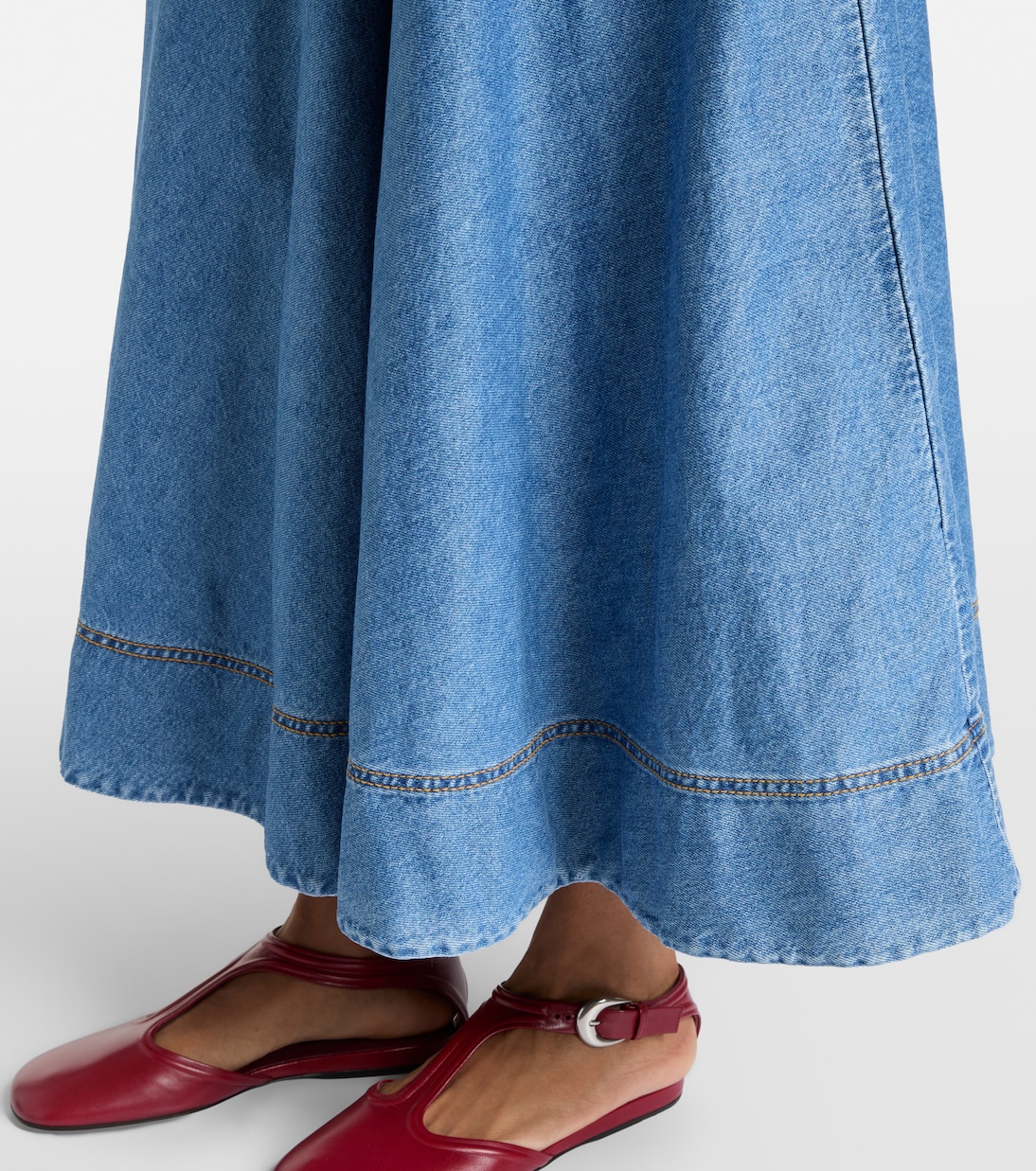 Stephi ruffled denim maxi dress | Alémais