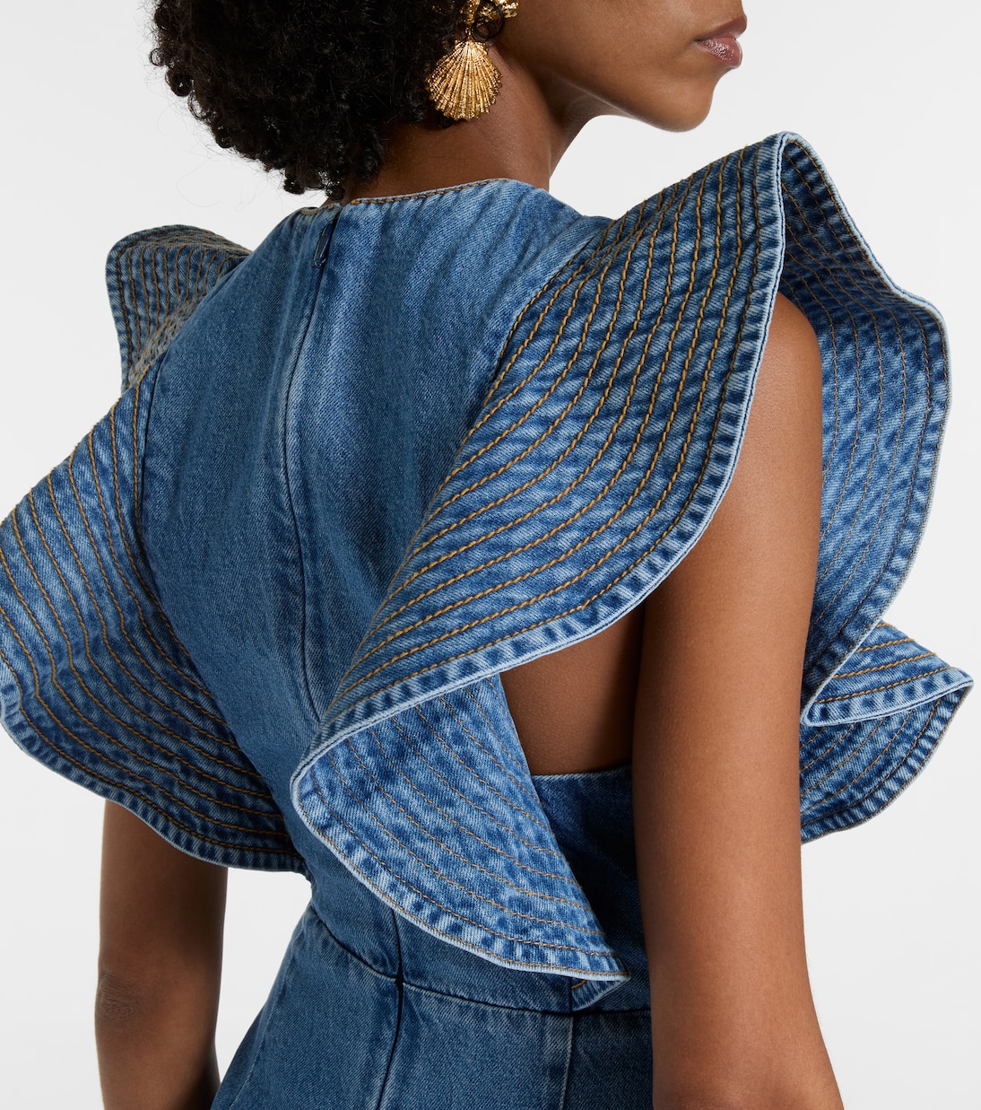 Stephi ruffled denim maxi dress | Alémais