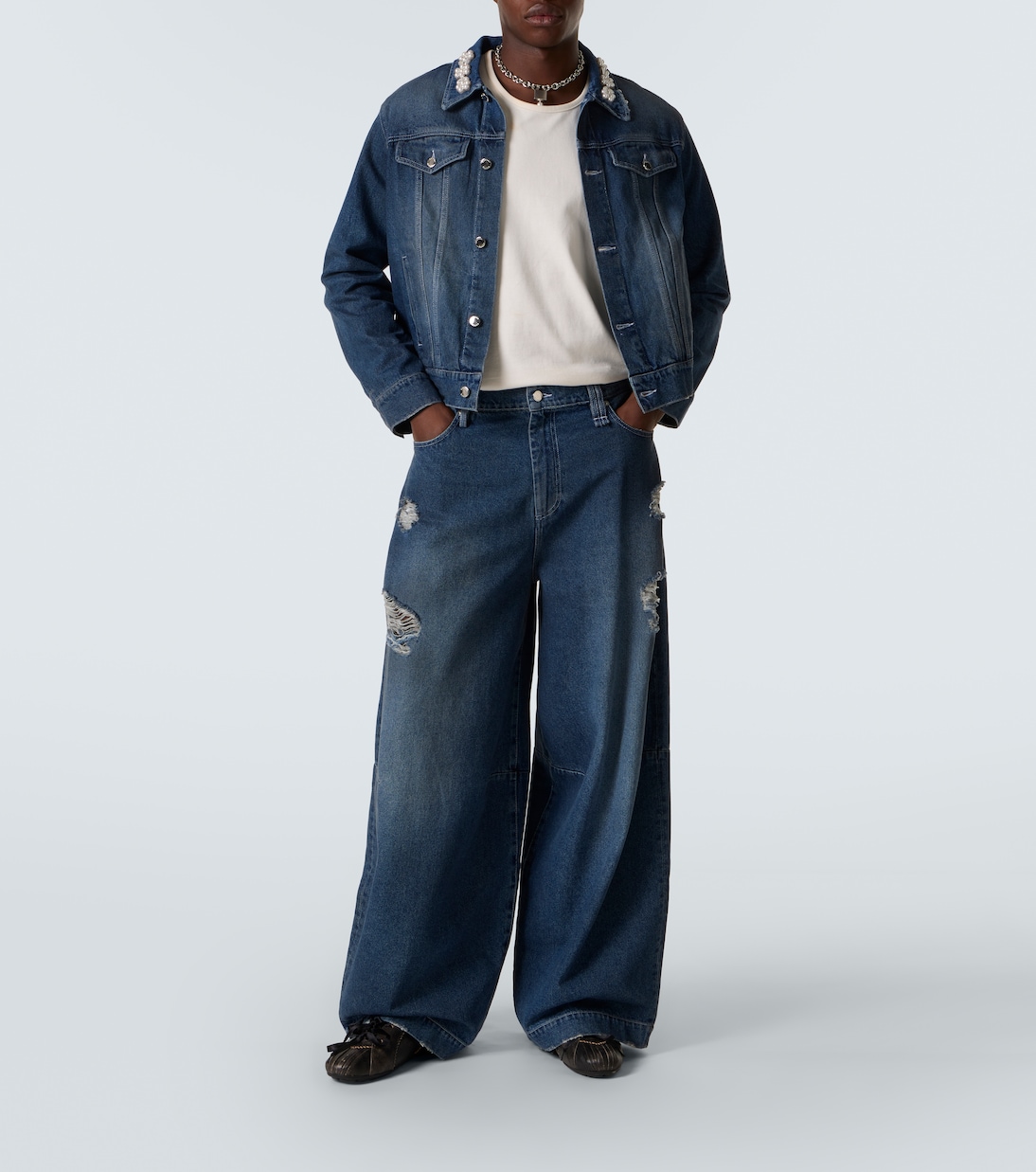 Distressed wide-leg jeans | Simone Rocha