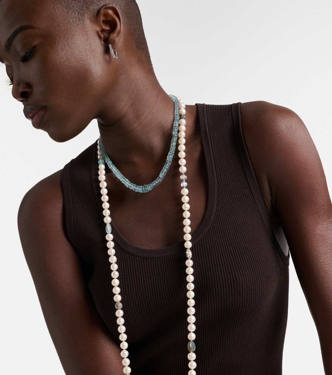 18k white gold necklace with aquamarines  | Ileana Makri