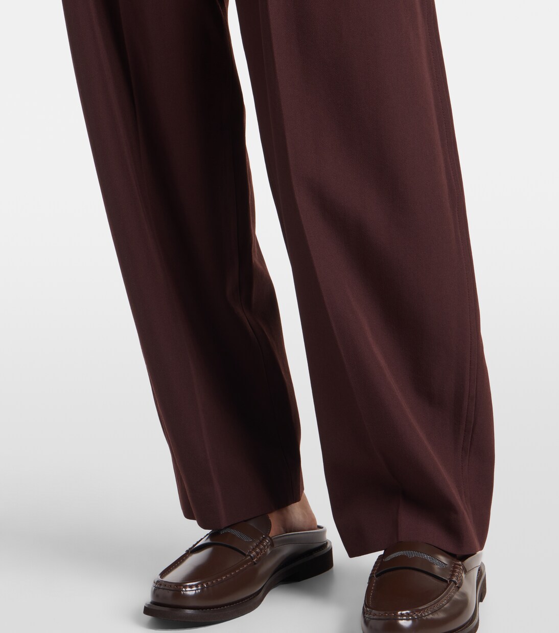 Pantalones rectos de lana y algodón | Brunello Cucinelli