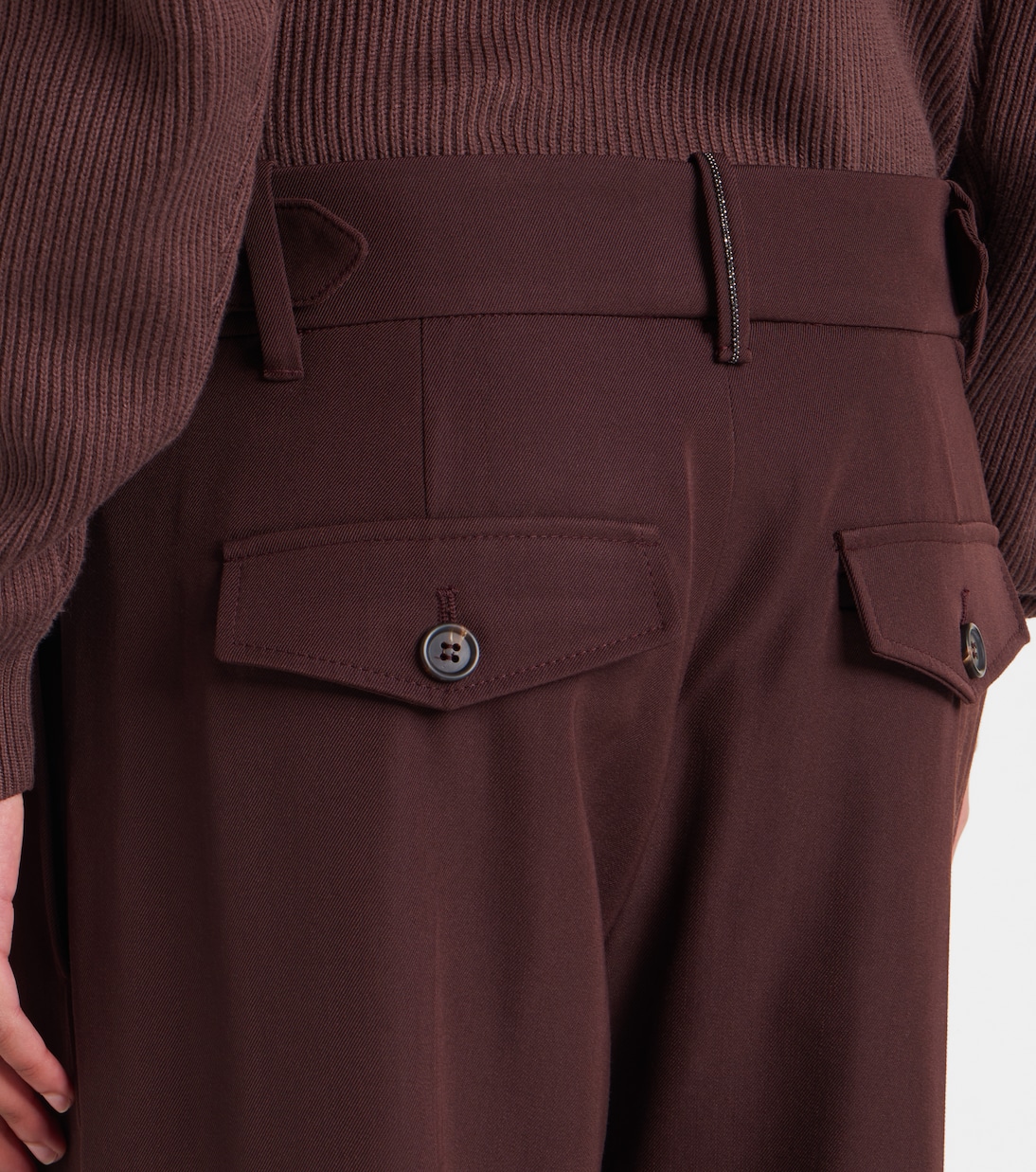 Pantalones rectos de lana y algodón | Brunello Cucinelli