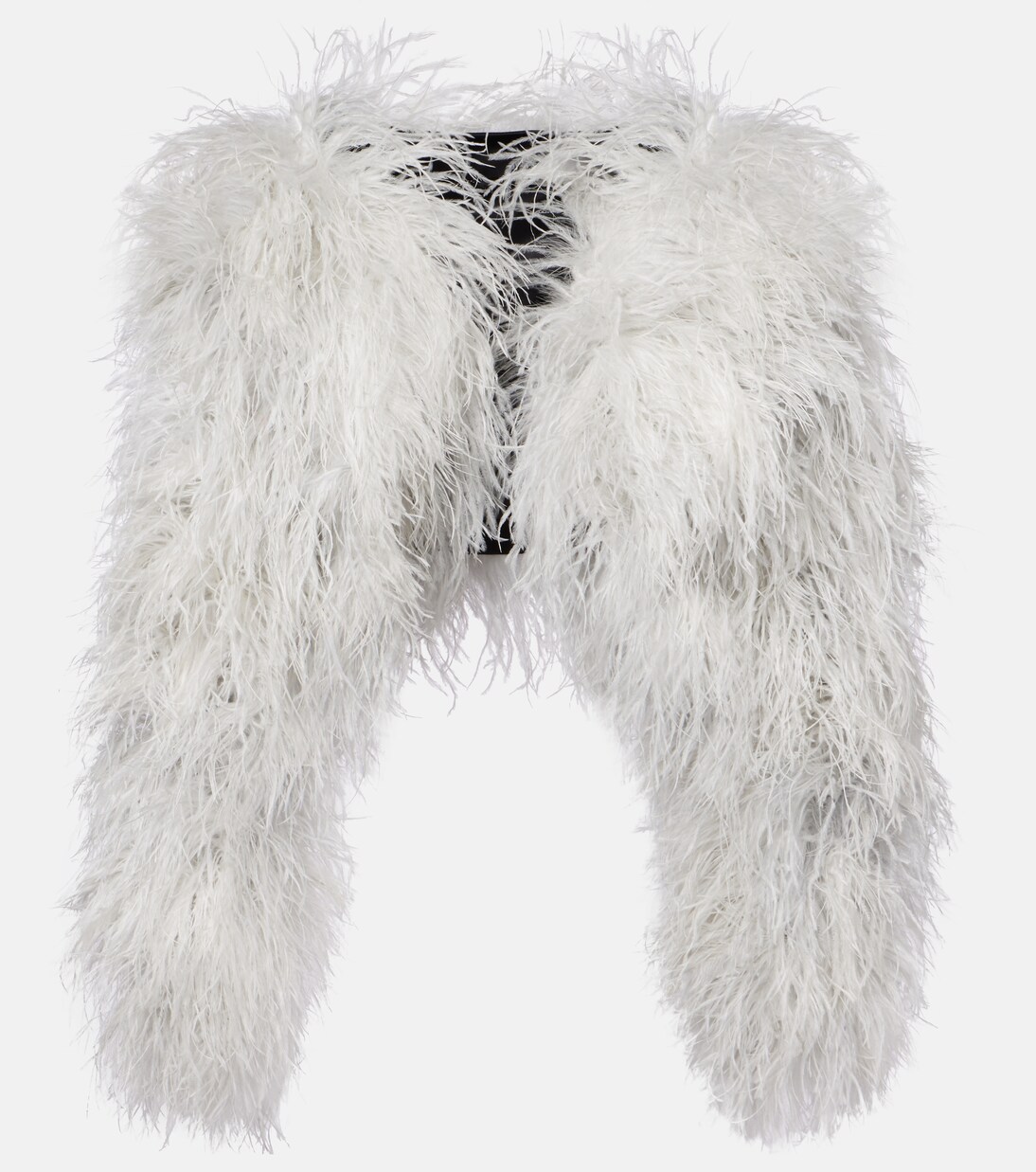 Feather-trimmed cropped jacket | Dolce&Gabbana