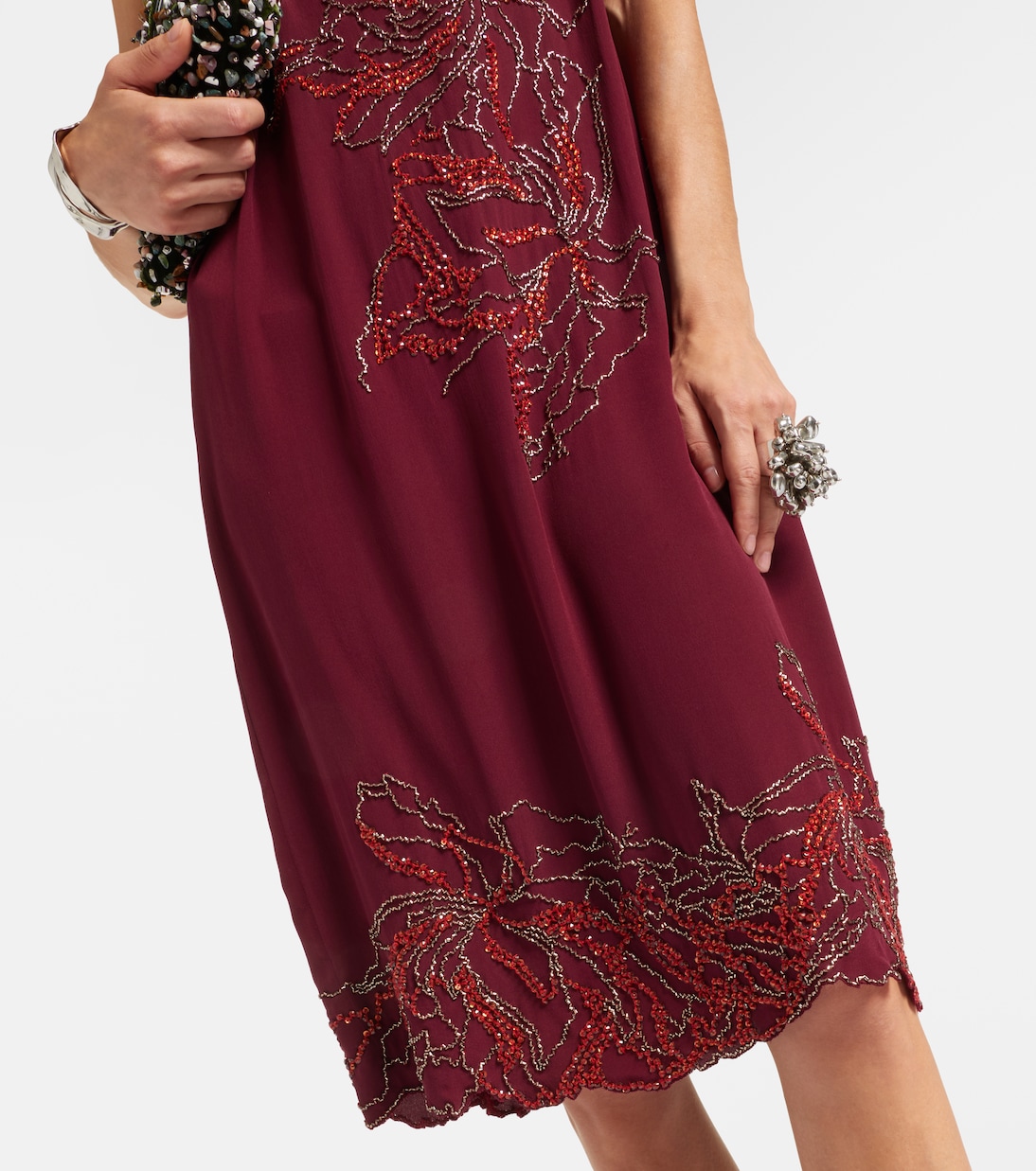 Abito sottoveste in seta con perline | Dries Van Noten