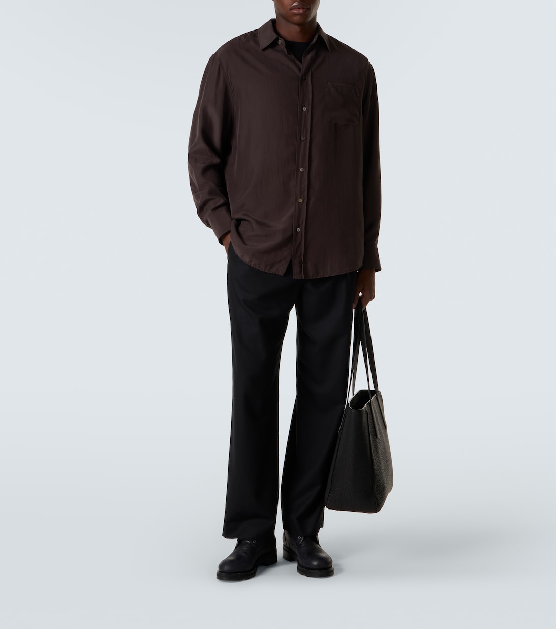 Pantalones anchos Corley de franela de lana virgen | The Row