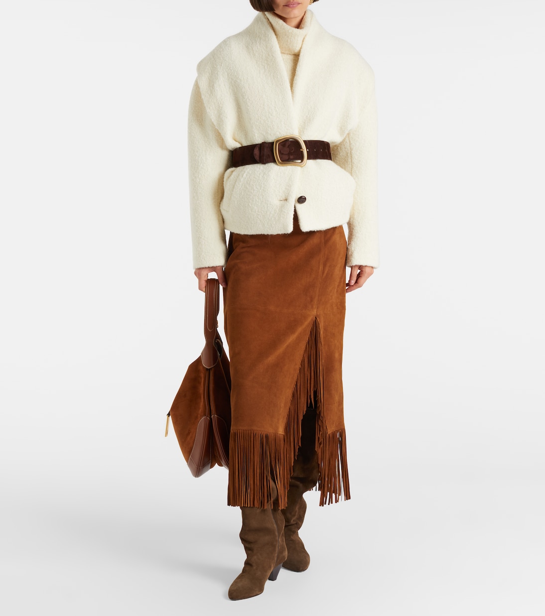 Fringed suede midi skirt | Polo Ralph Lauren