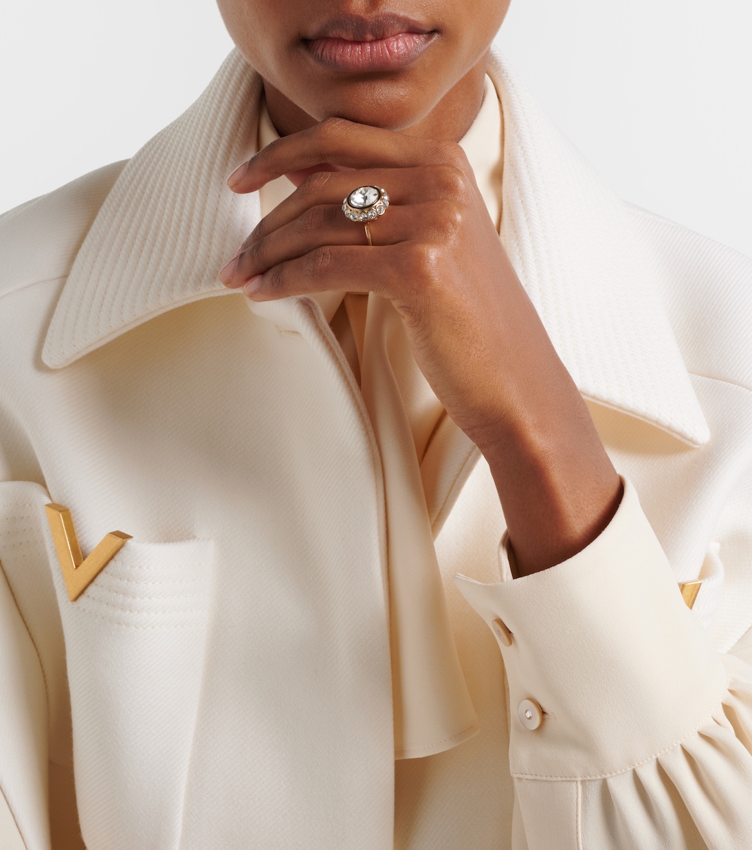 Bague VLogo en émail à cristaux | Valentino