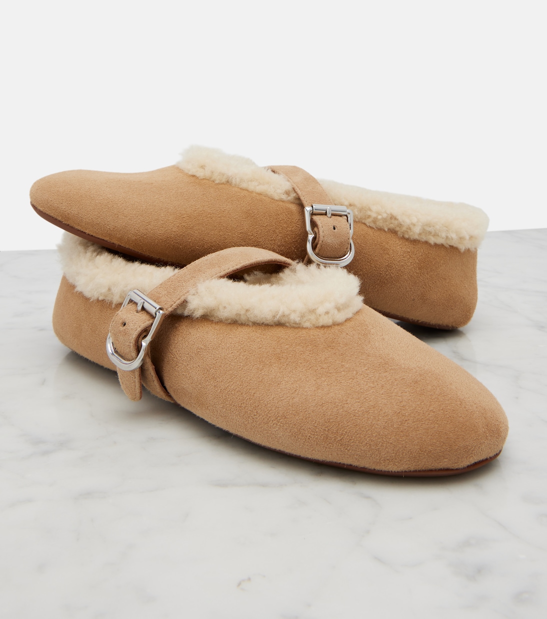 Ballerines en daim et shearling | Alaïa
