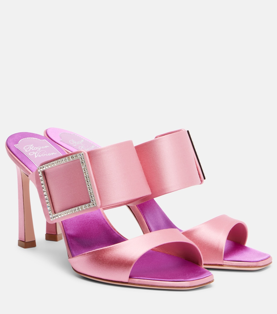 Trompette 85 embellished satin mules | Roger Vivier