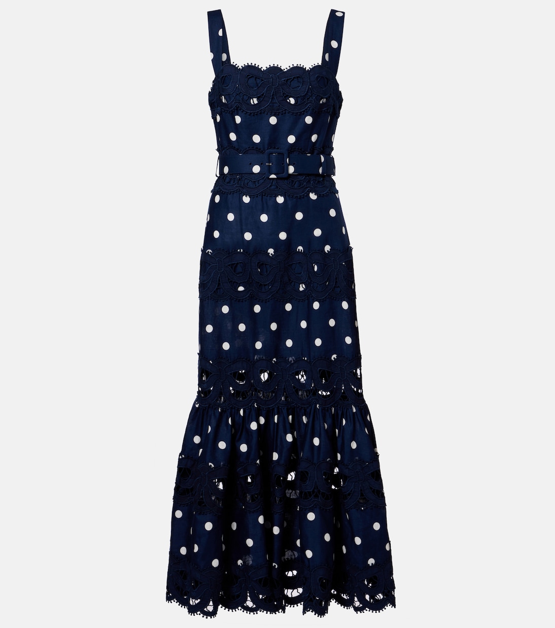 Polka-dot linen and cotton midi dress | Self-Portrait