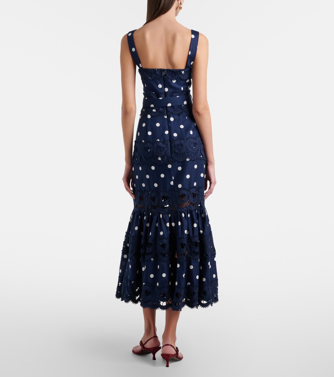 Polka-dot linen and cotton midi dress | Self-Portrait