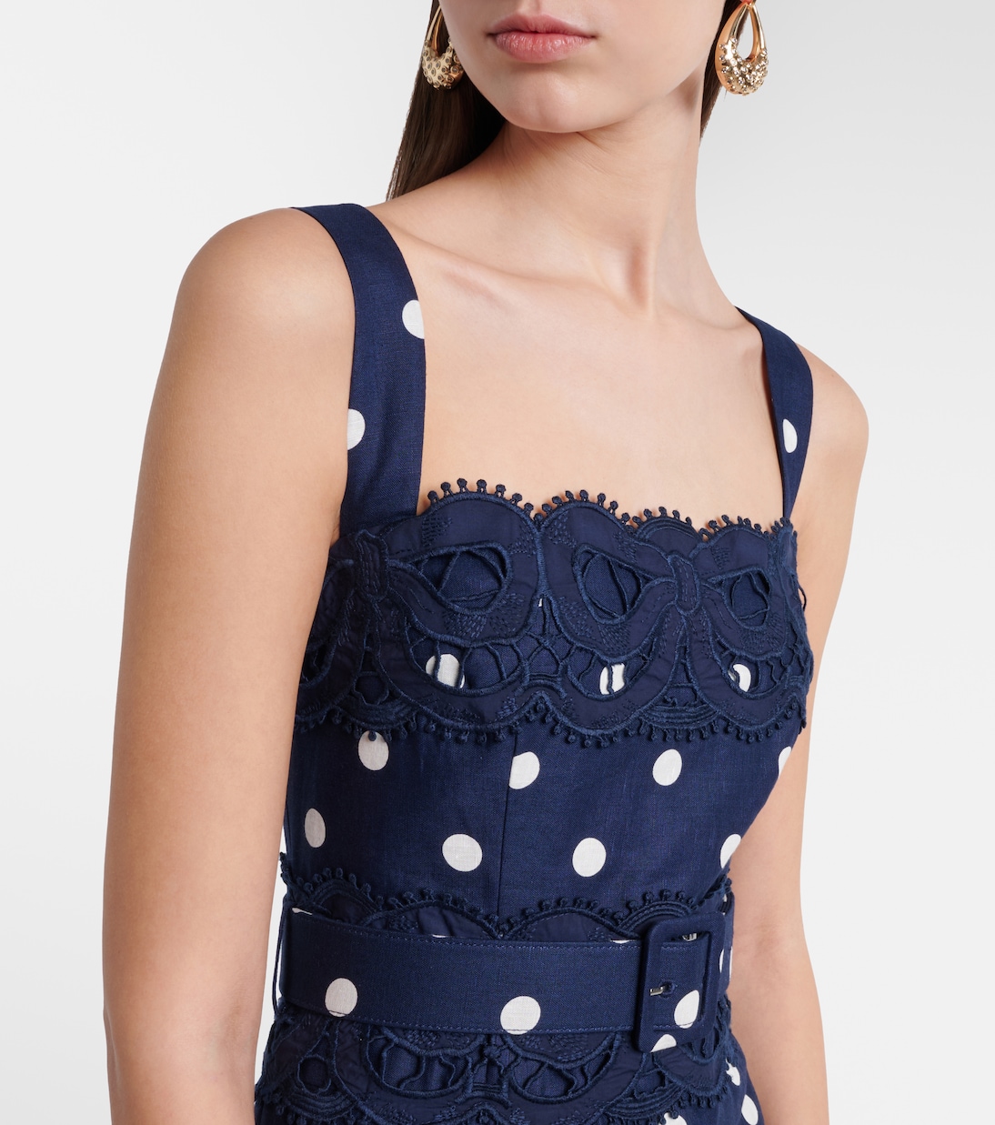 Polka-dot linen and cotton midi dress | Self-Portrait