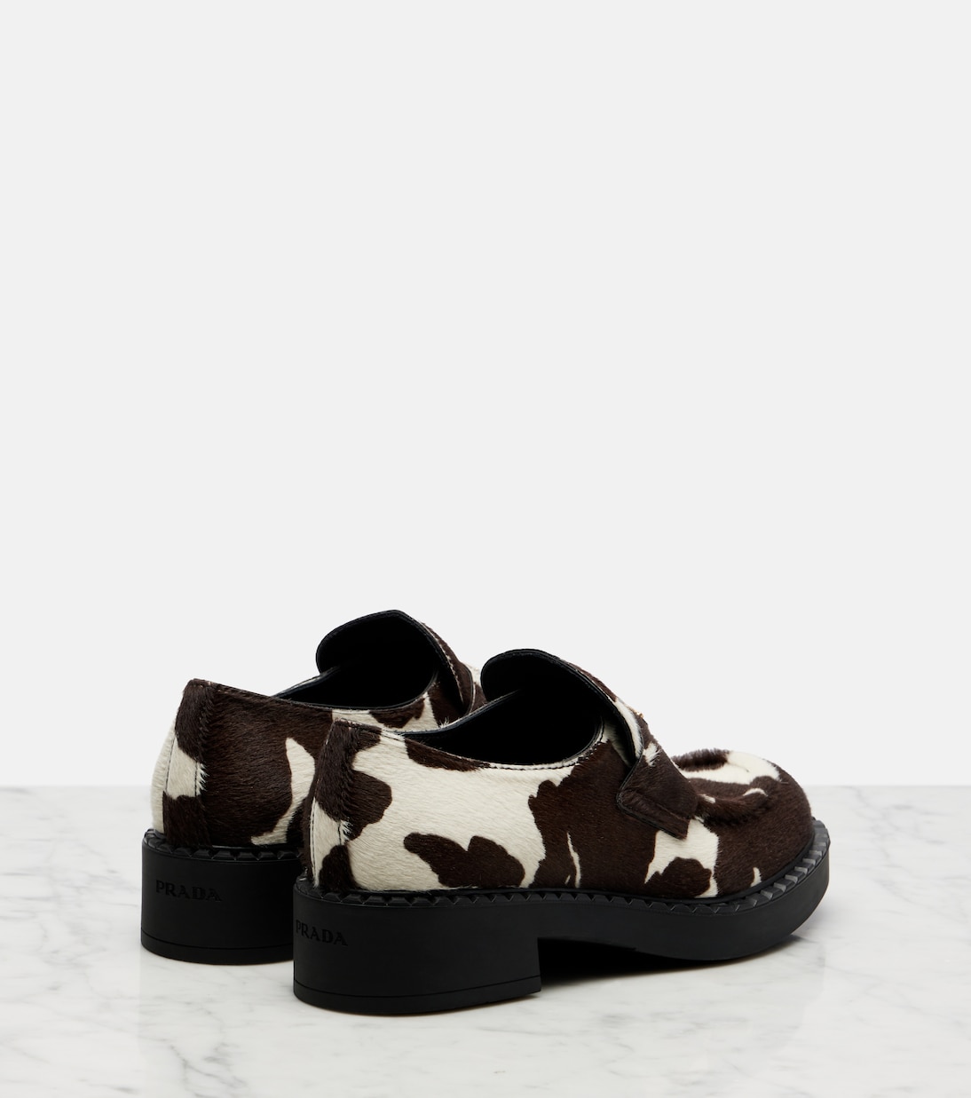 Mocasines Chocolate de pelo de becerro estampados | Prada