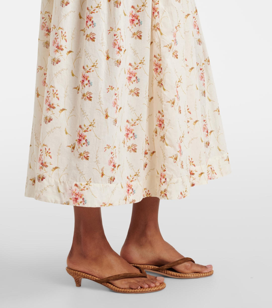 Robe midi Illiana en coton à motif floral | Dôen